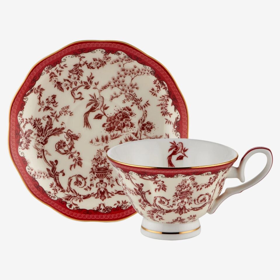 FLOWER GARDEN 2'Lİ TÜRK KAHVESİ FİNCANI SETİ 90ml - Kırmızı