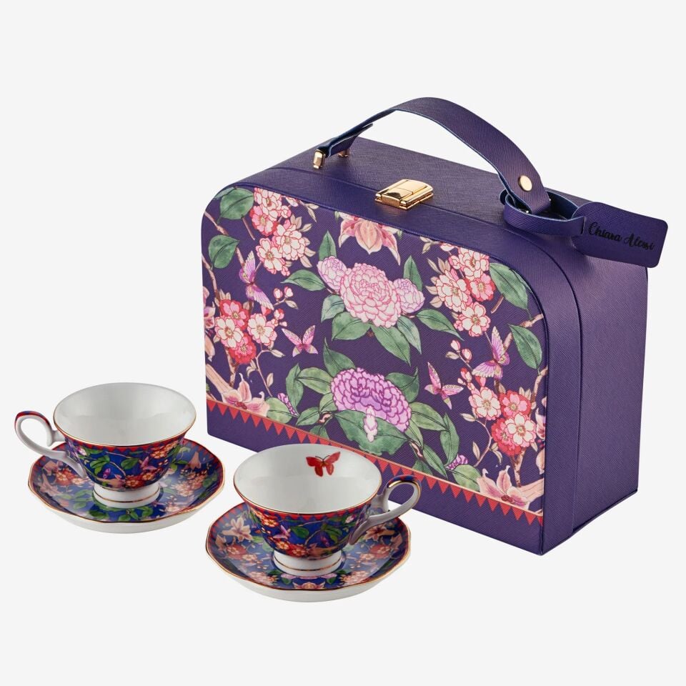 FLOWER GARDEN 2'Lİ TÜRK KAHVESİ FİNCANI SETİ 90ml - Mavi