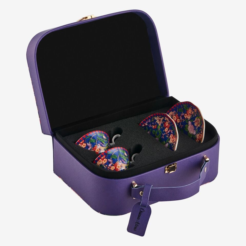 FLOWER GARDEN 2'Lİ TÜRK KAHVESİ FİNCANI SETİ 90ml - Mavi