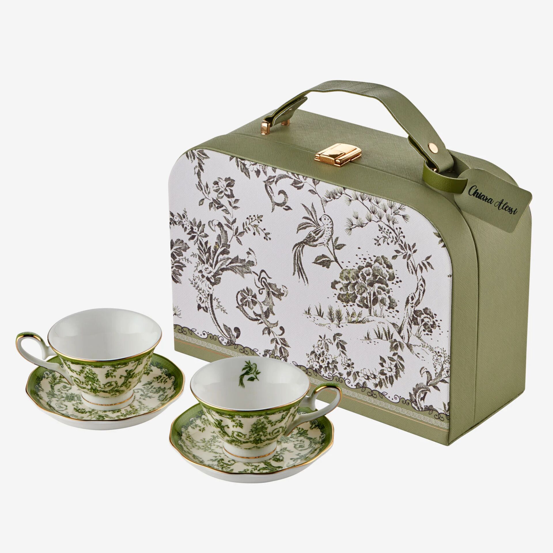 FLOWER GARDEN 2'Lİ TÜRK KAHVESİ FİNCANI SETİ 90ml - Yeşil