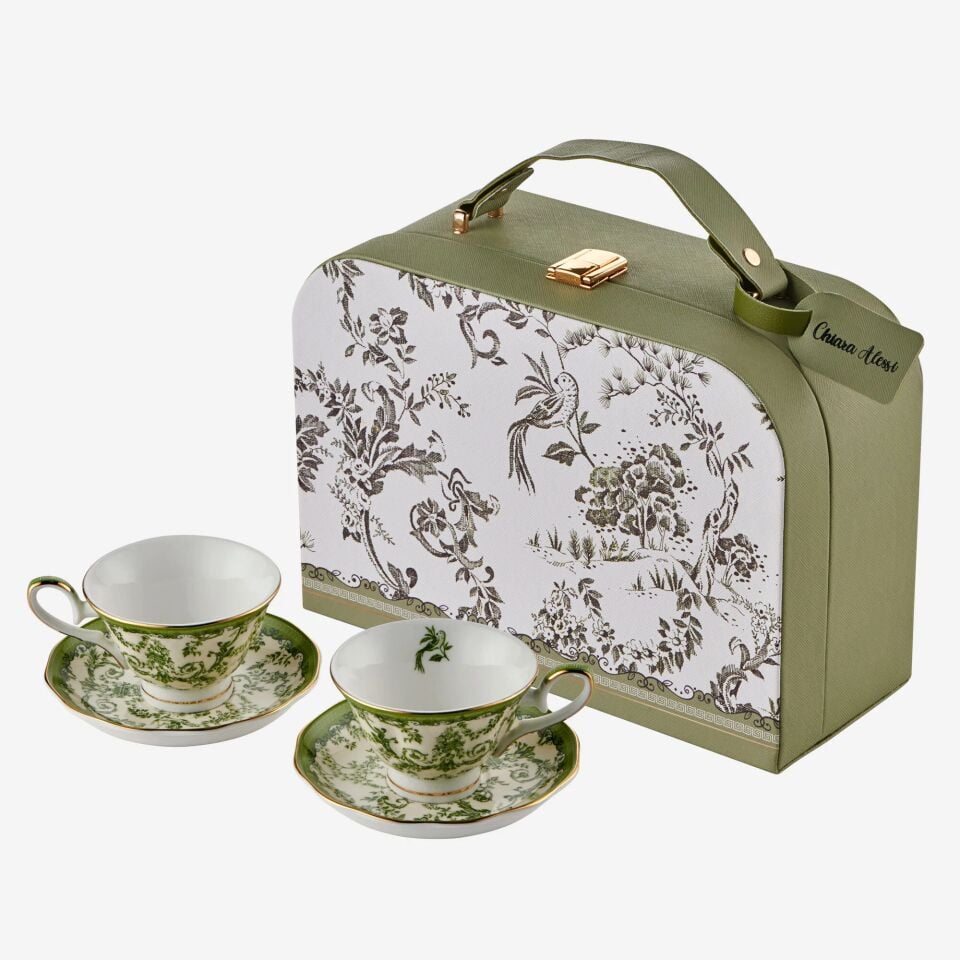 FLOWER GARDEN 2'Lİ TÜRK KAHVESİ FİNCANI SETİ 90ml - Yeşil