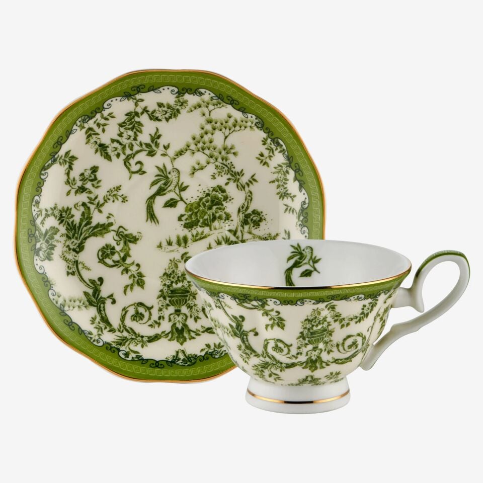 FLOWER GARDEN 2'Lİ TÜRK KAHVESİ FİNCANI SETİ 90ml - Yeşil