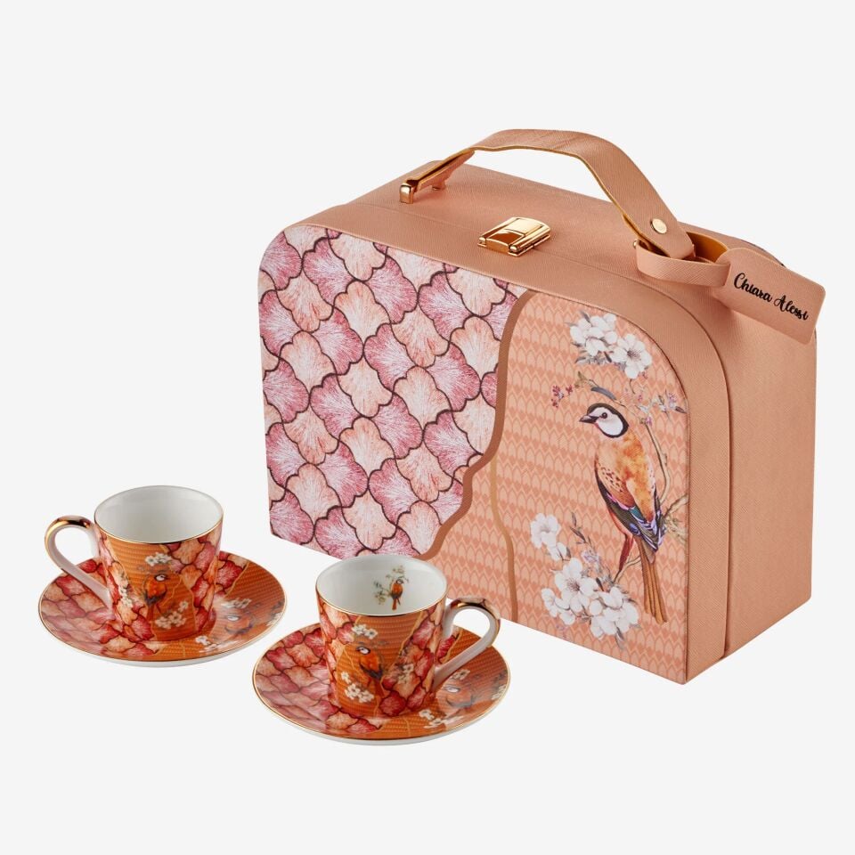 GOLDEN SERENADE 2'Lİ TÜRK KAHVESİ FİNCANI SETİ 80ml - Turuncu