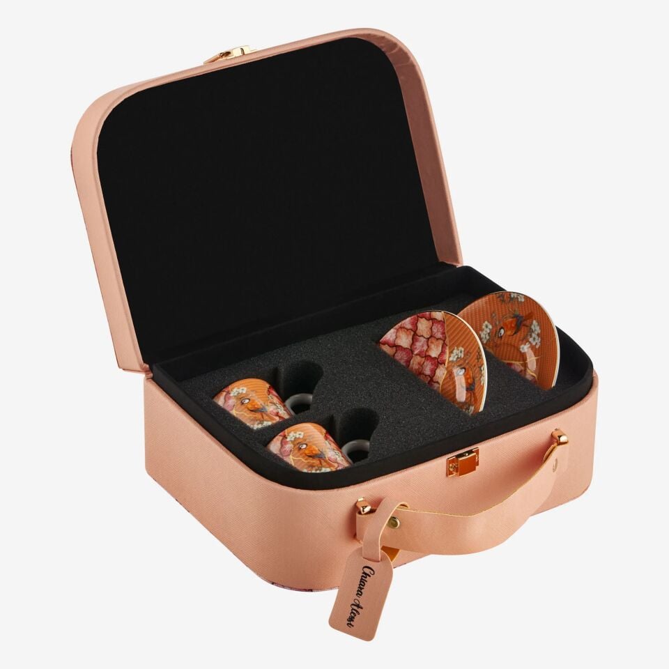 GOLDEN SERENADE 2'Lİ TÜRK KAHVESİ FİNCANI SETİ 80ml - Turuncu