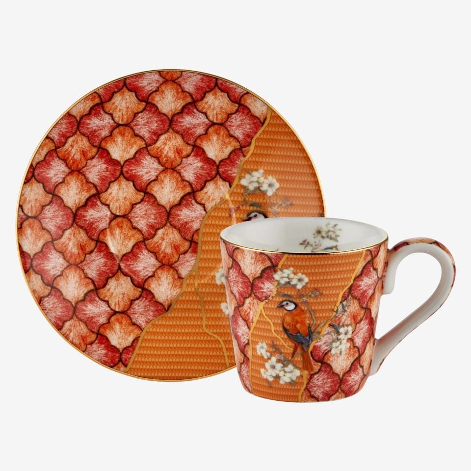 GOLDEN SERENADE 2'Lİ TÜRK KAHVESİ FİNCANI SETİ 80ml - Turuncu