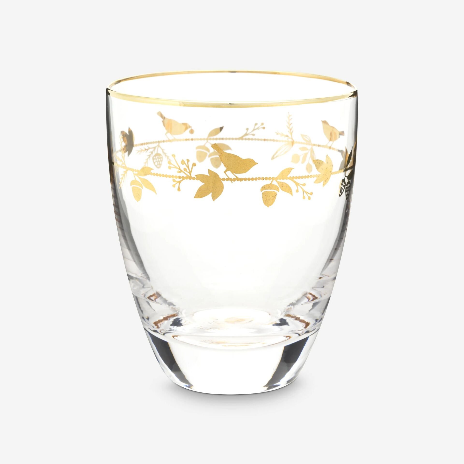 Love Birds Altın Kuşlu Cam Su Bardağı 360 ml