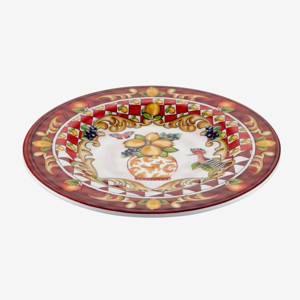 Capri Vazo Desenli Kahvaltı Tabağı Kırmızı - 21,5cm