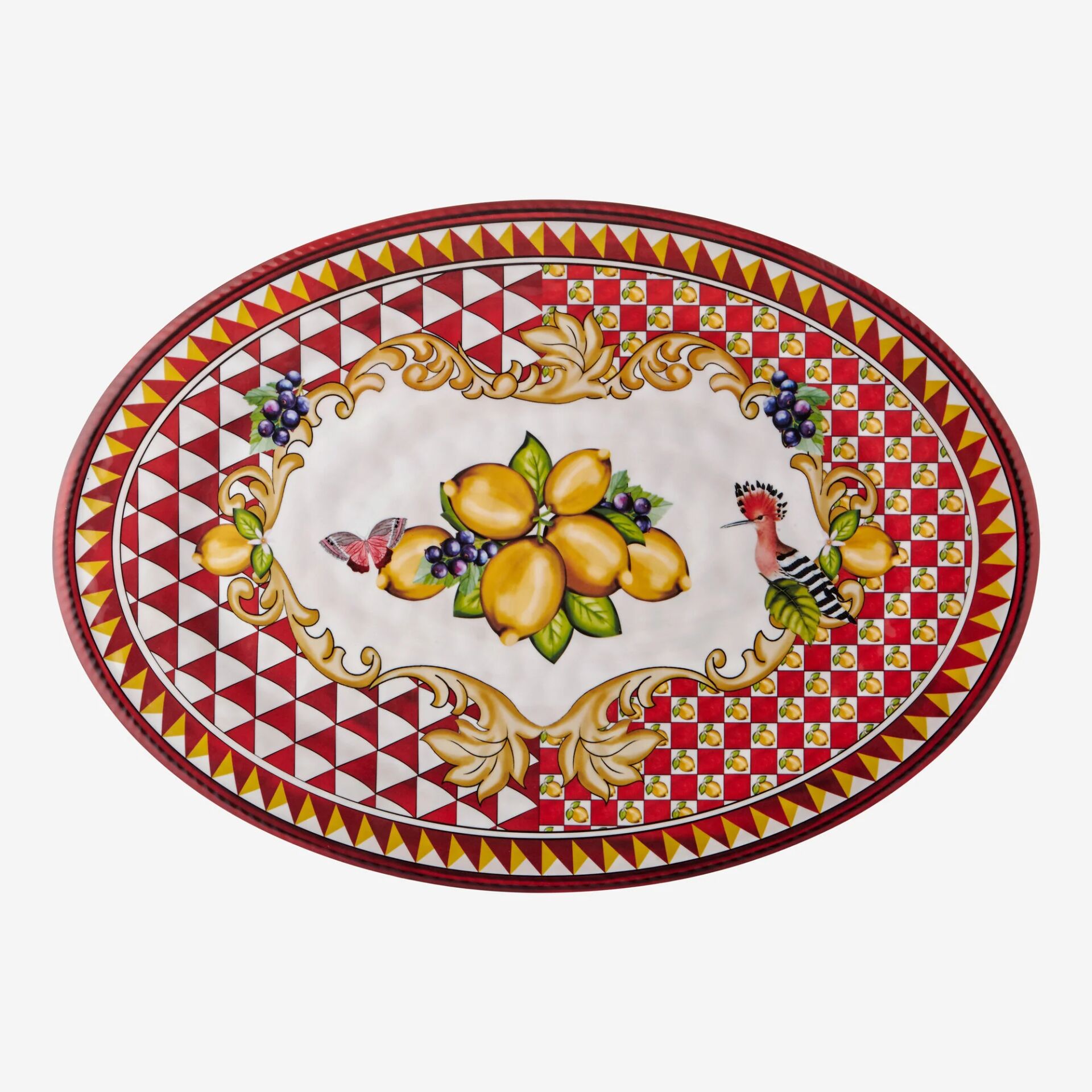 Capri Limon Buketi Servis Tabağı Kırmızı - 50cm