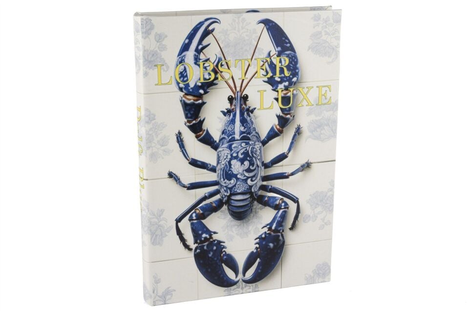 Lobster Luxe Kitap Kutu Beyaz/Mavi - 35x24x3cm
