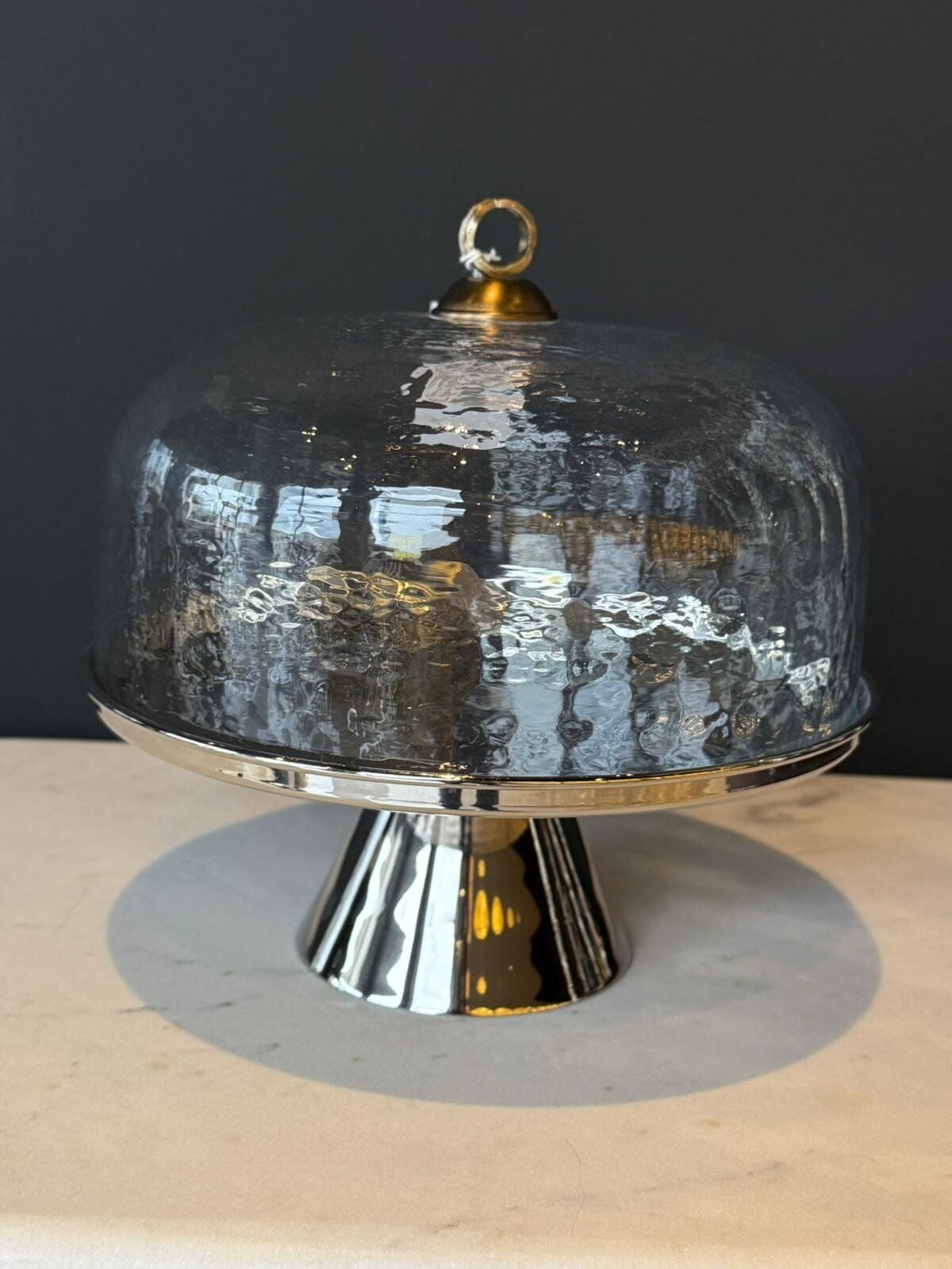 Gümüş Ayaklı Cam Kapaklı Sunumluk 27x26cm