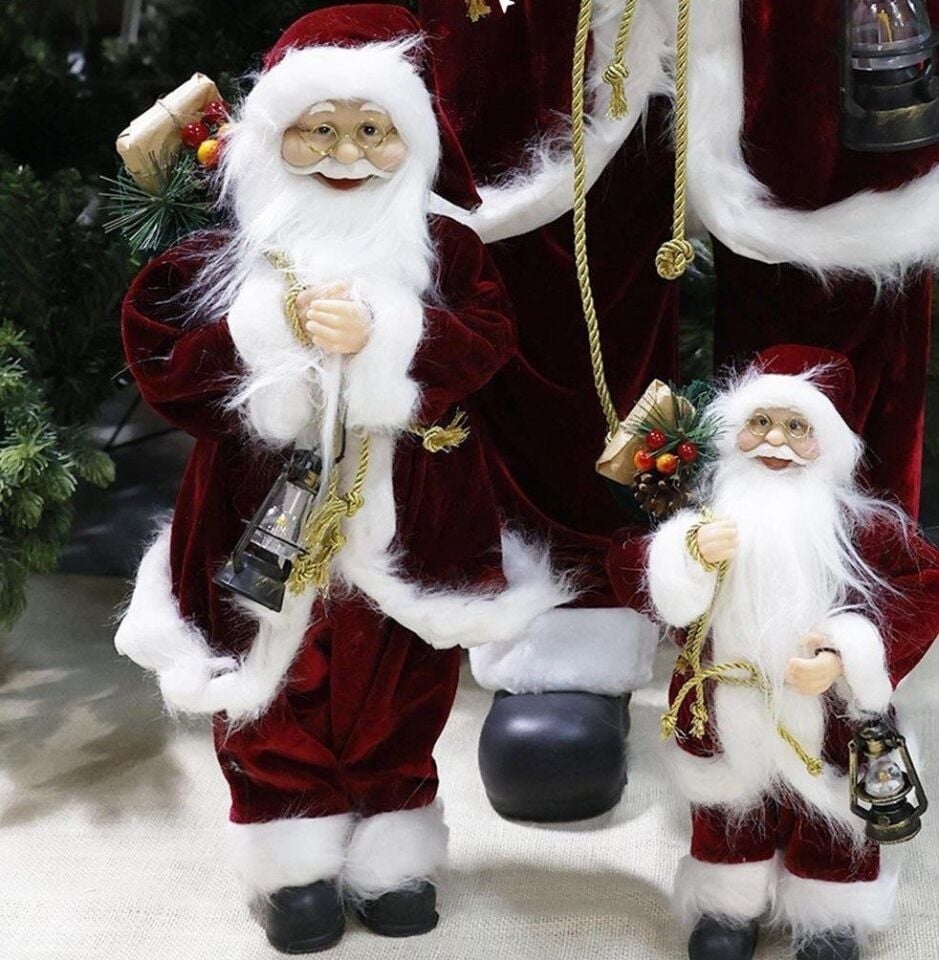 Fenerli Kadife Noel Baba Kırmızı 45cm - Kırmızı