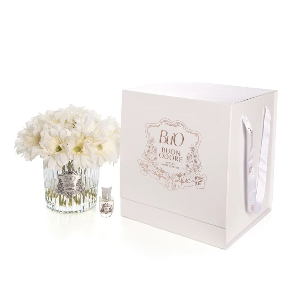 Cam Silver Gerbera Ev Parfümü Beyaz