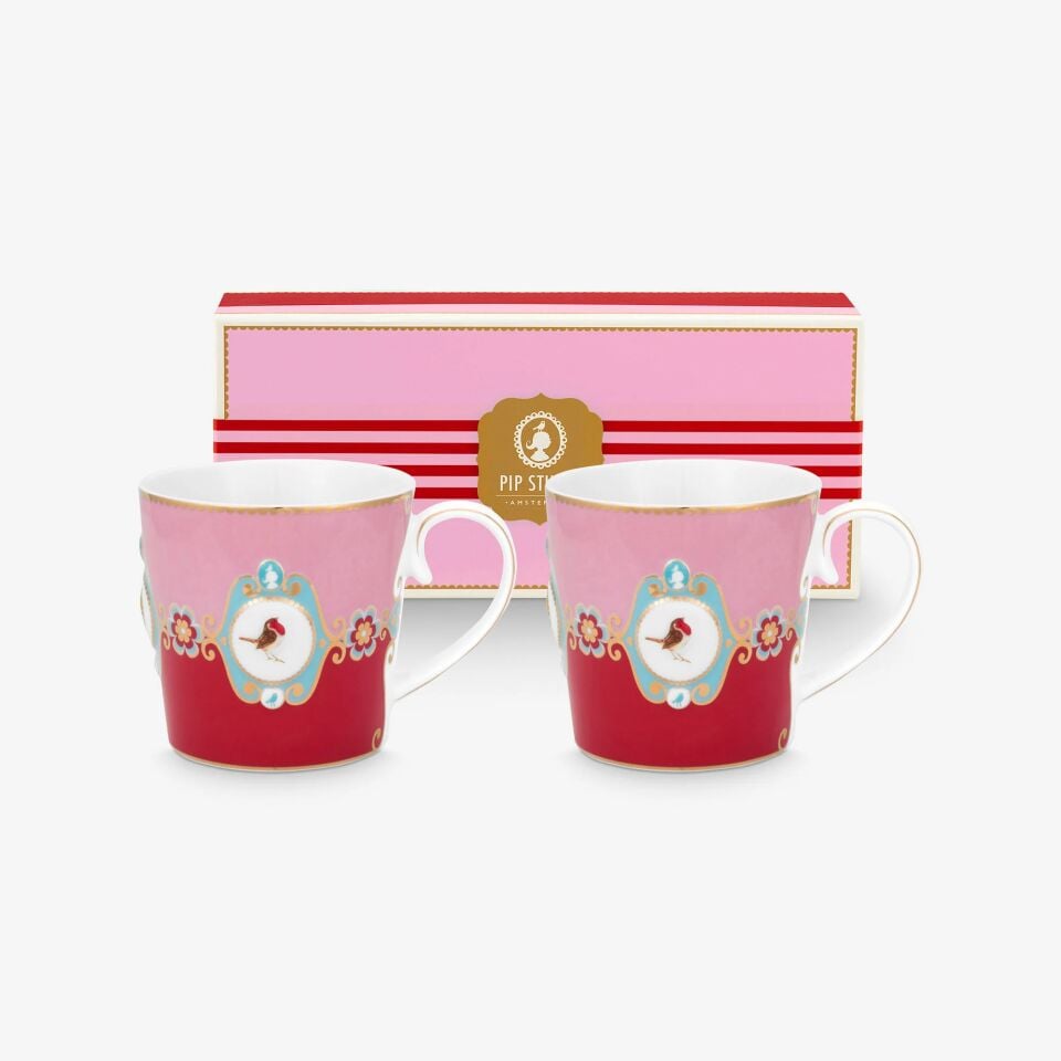 Love Birds İkili Mug Seti 150ml - Kırmızı/Pembe