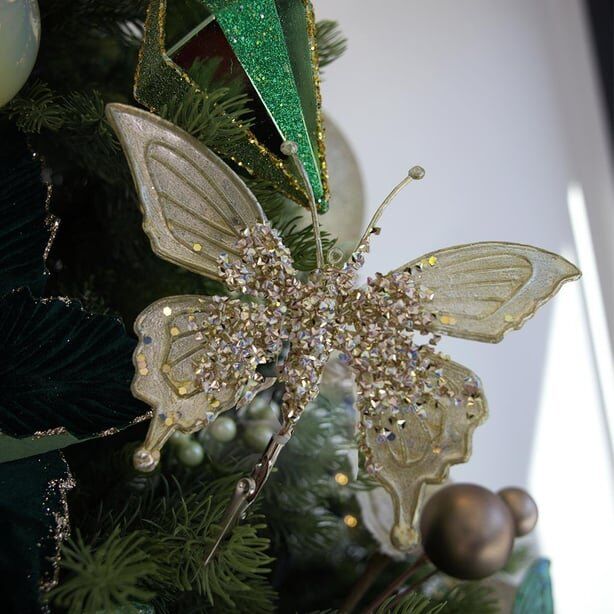 Yılbaşı Süsü Klipsli Kelebek 15 cm Silver