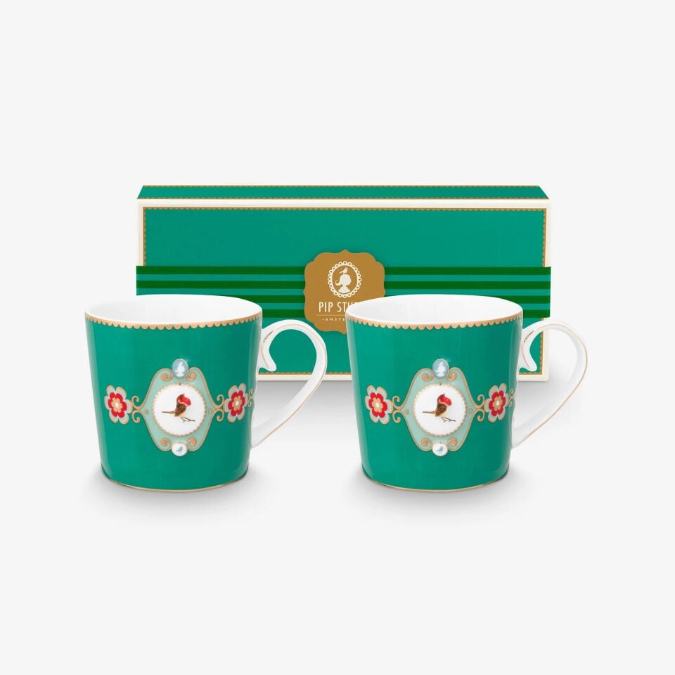 Love Birds İkili Mug Seti 250ml - Yeşil