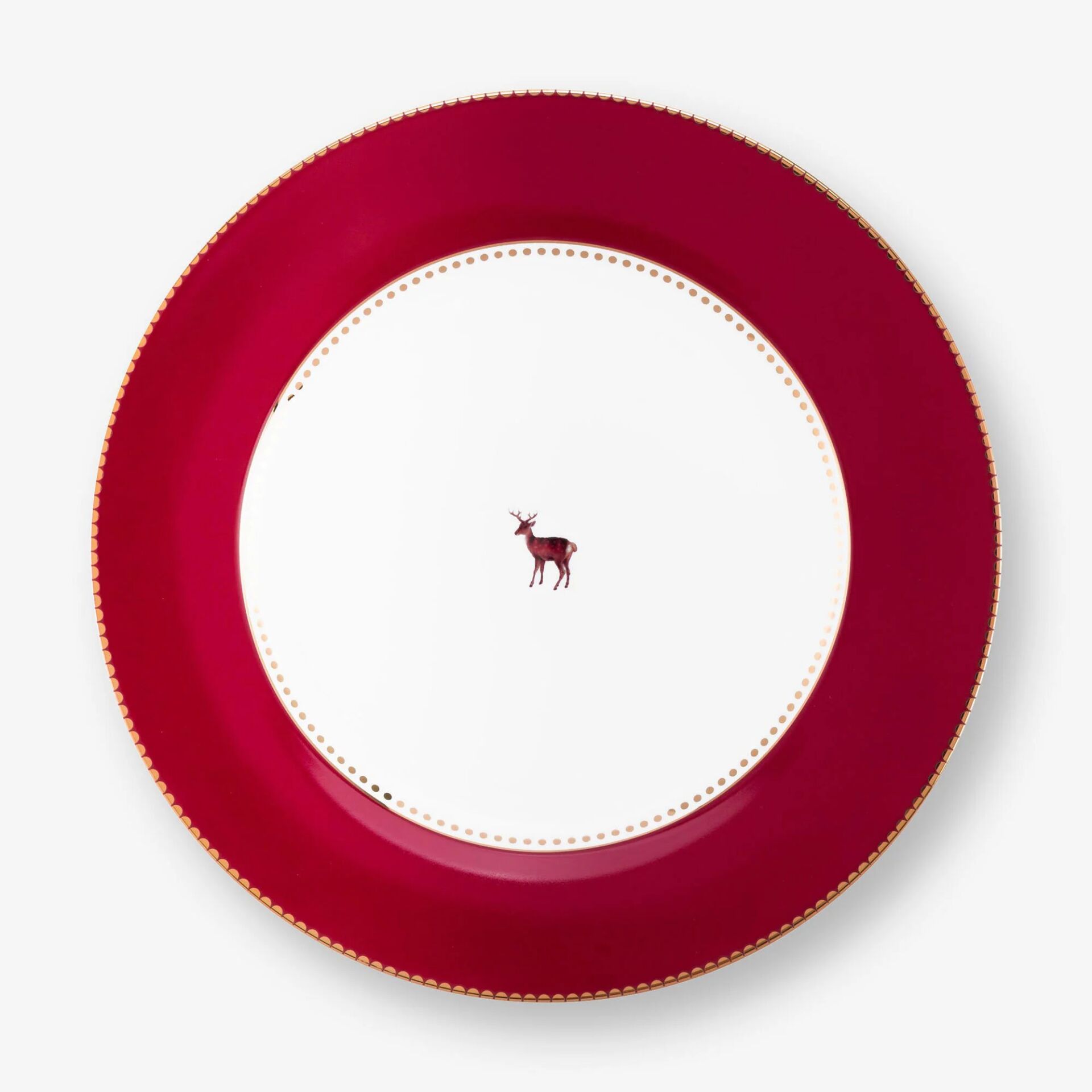 Love Birds Porselen Yemek Tabağı 26,5 Cm (Geyikli) 26,5cm - Kırmızı