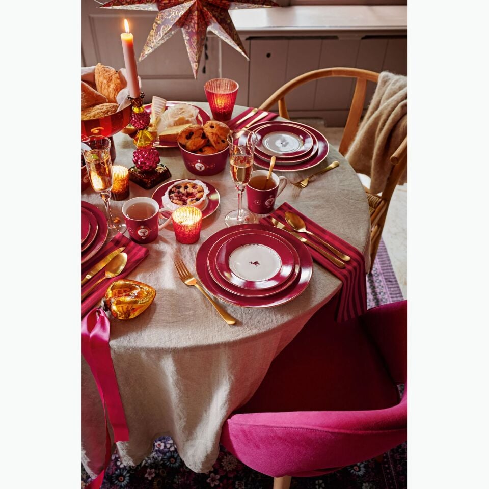 Love Birds Porselen Yemek Tabağı 26,5 Cm (Geyikli) 26,5cm - Kırmızı