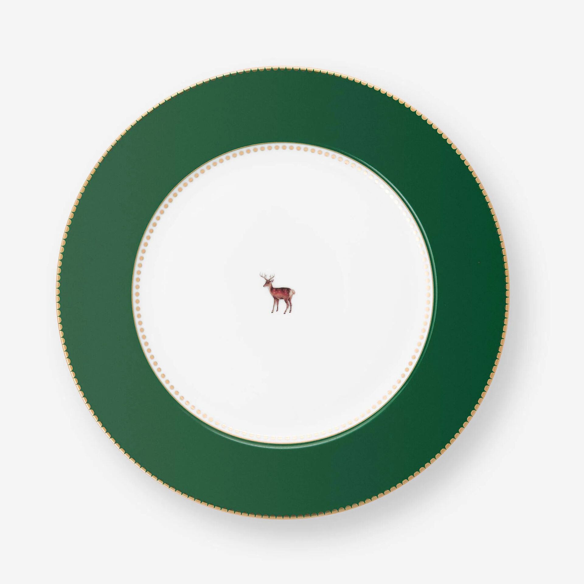 Love Birds Porselen Yemek Tabağı 26,5 Cm (Geyikli) 26,5cm - Yeşil