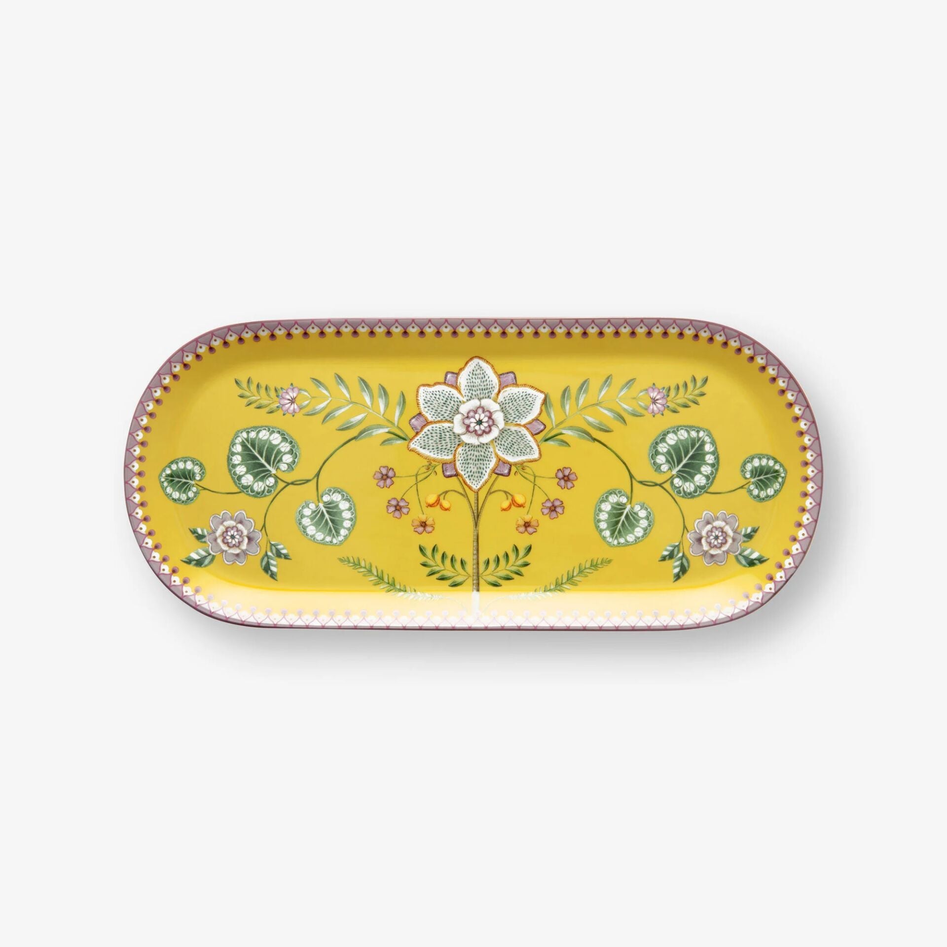 Lily & Lotus Oval Servis Tabağı Sarı - 33cm