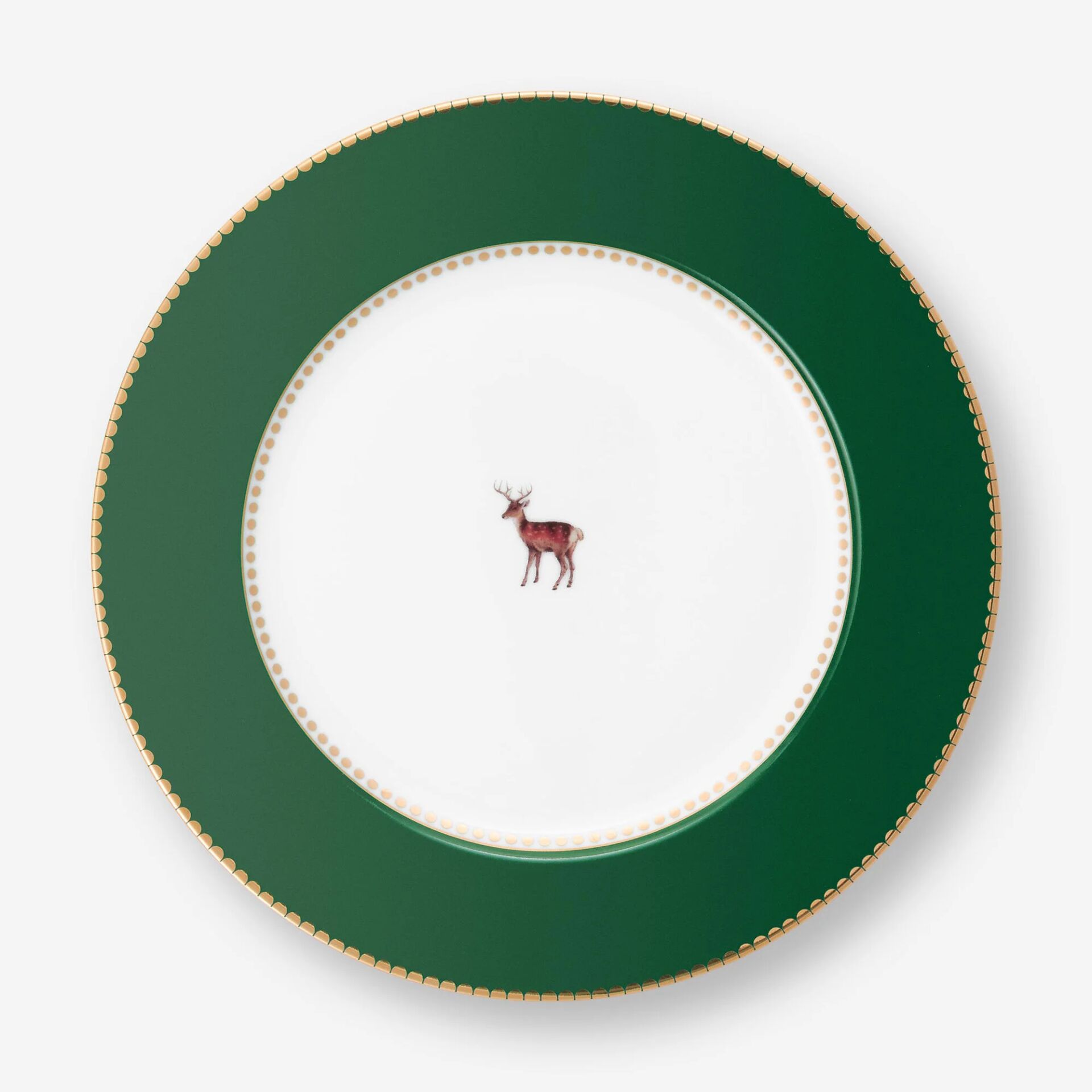 Love Birds  Porselen Kahvaltı Tabağı 21 Cm (Geyikli) 21cm - Yeşil