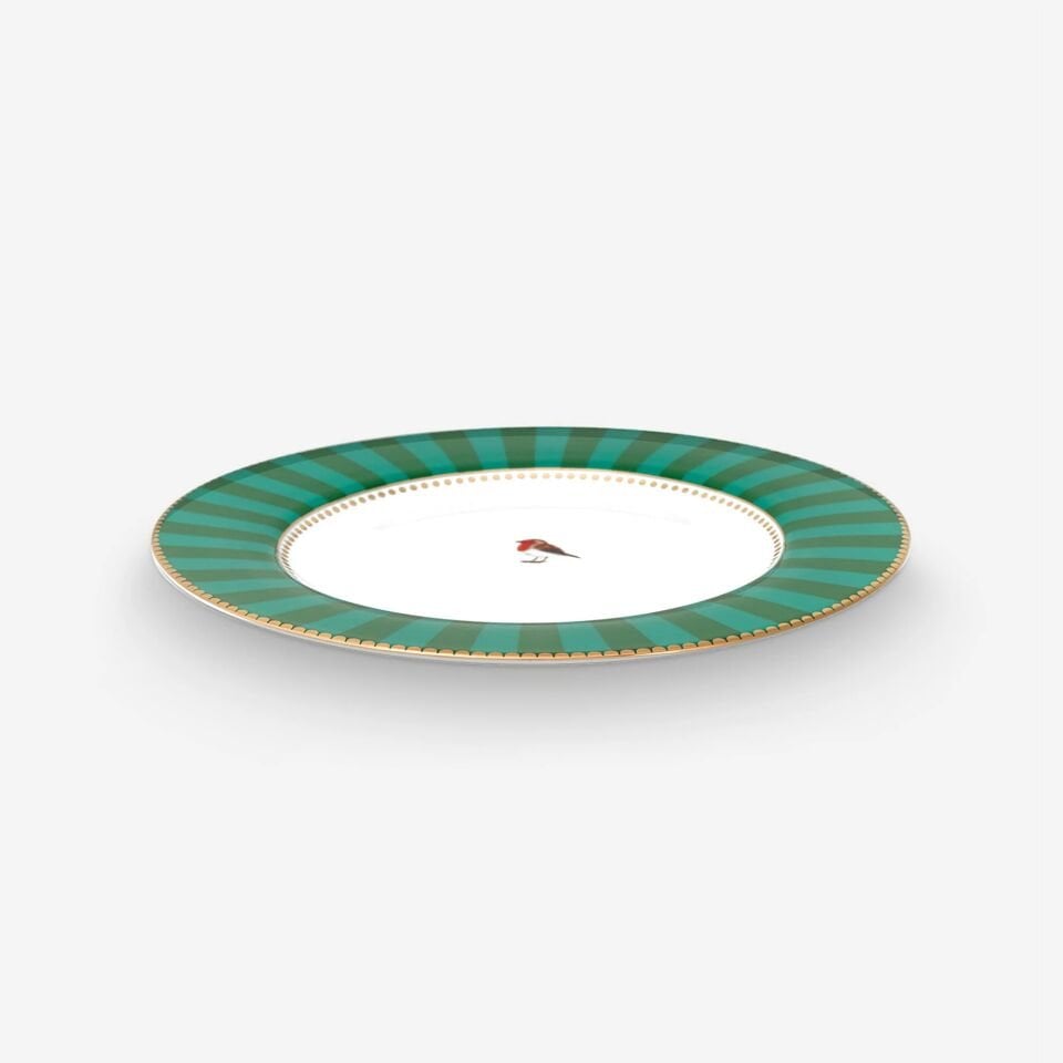 Love Birds Yemek Tabağı 26,5cm - YeşilÇizgili