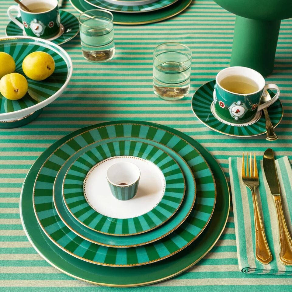 Love Birds Yemek Tabağı 26,5cm - YeşilÇizgili