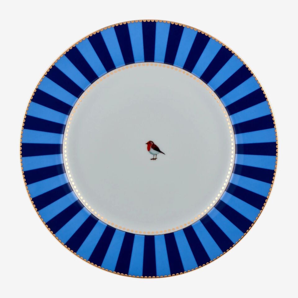 Love Birds Yemek Tabağı 26,5cm - Mavi Çizgili