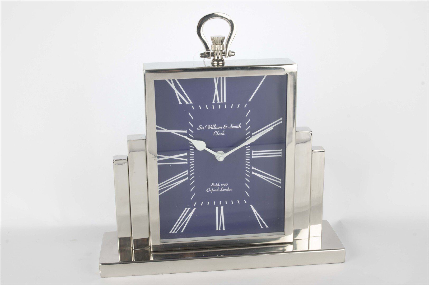 Silver Lacivert Kare Masa Saati 34x29cm