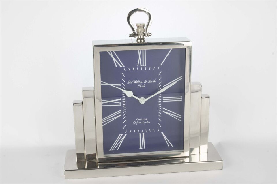 Silver Lacivert Kare Masa Saati 34x29cm