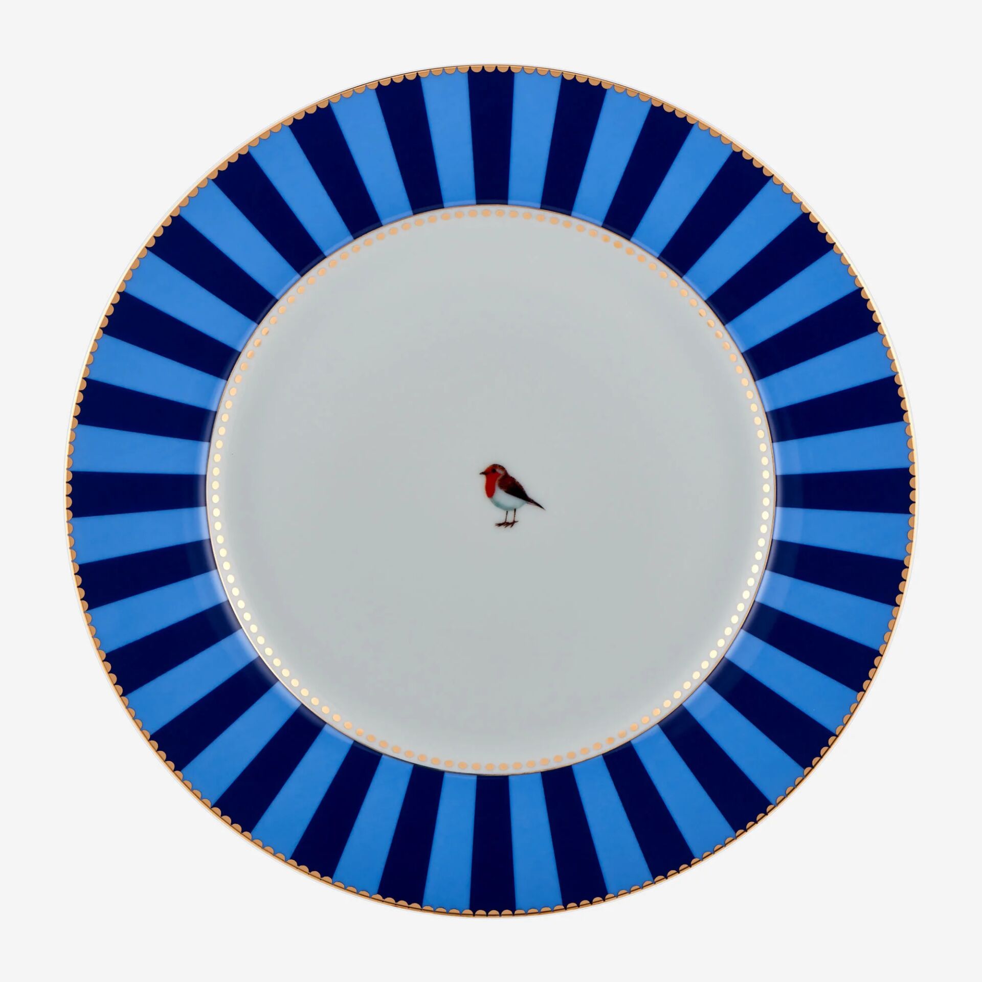 Love Birds Kahvaltı Tabağı 21cm - Mavi Çizgili