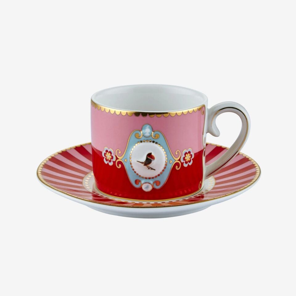 Love Birds Kahve Fincanı 125ml - Kırmızı/Pembe