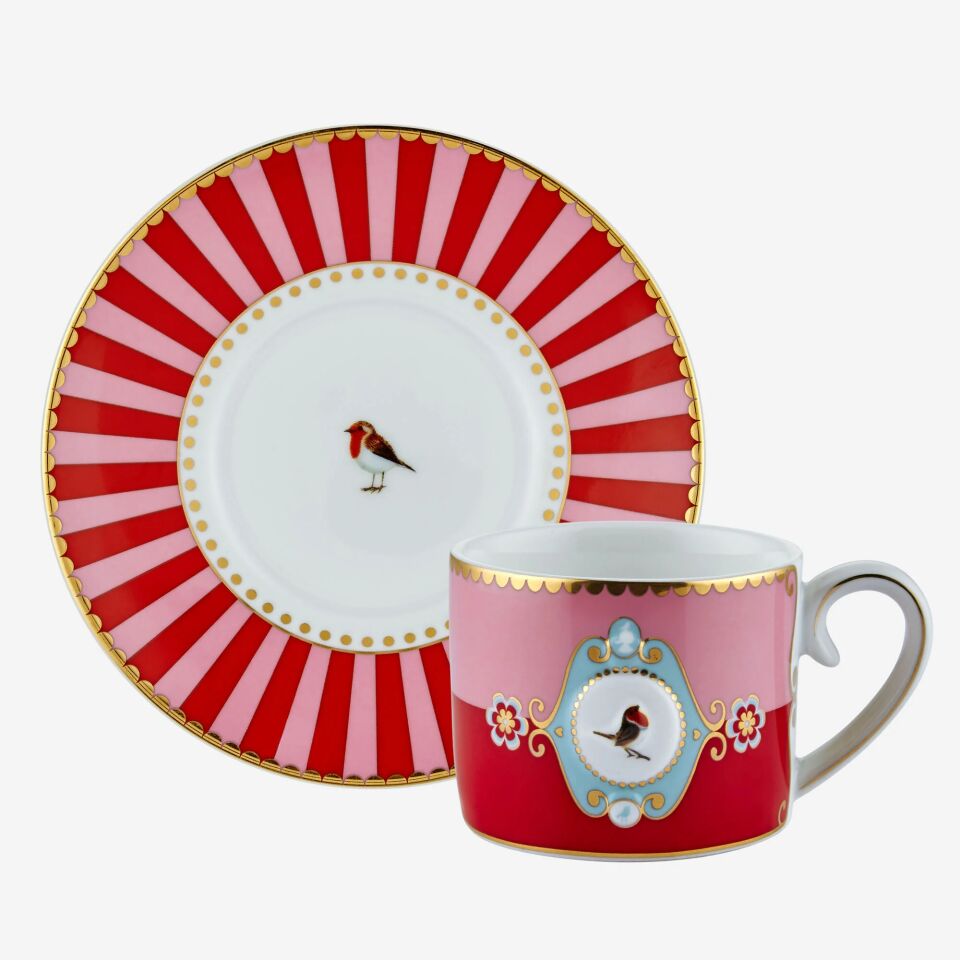 Love Birds Kahve Fincanı 125ml - Kırmızı/Pembe