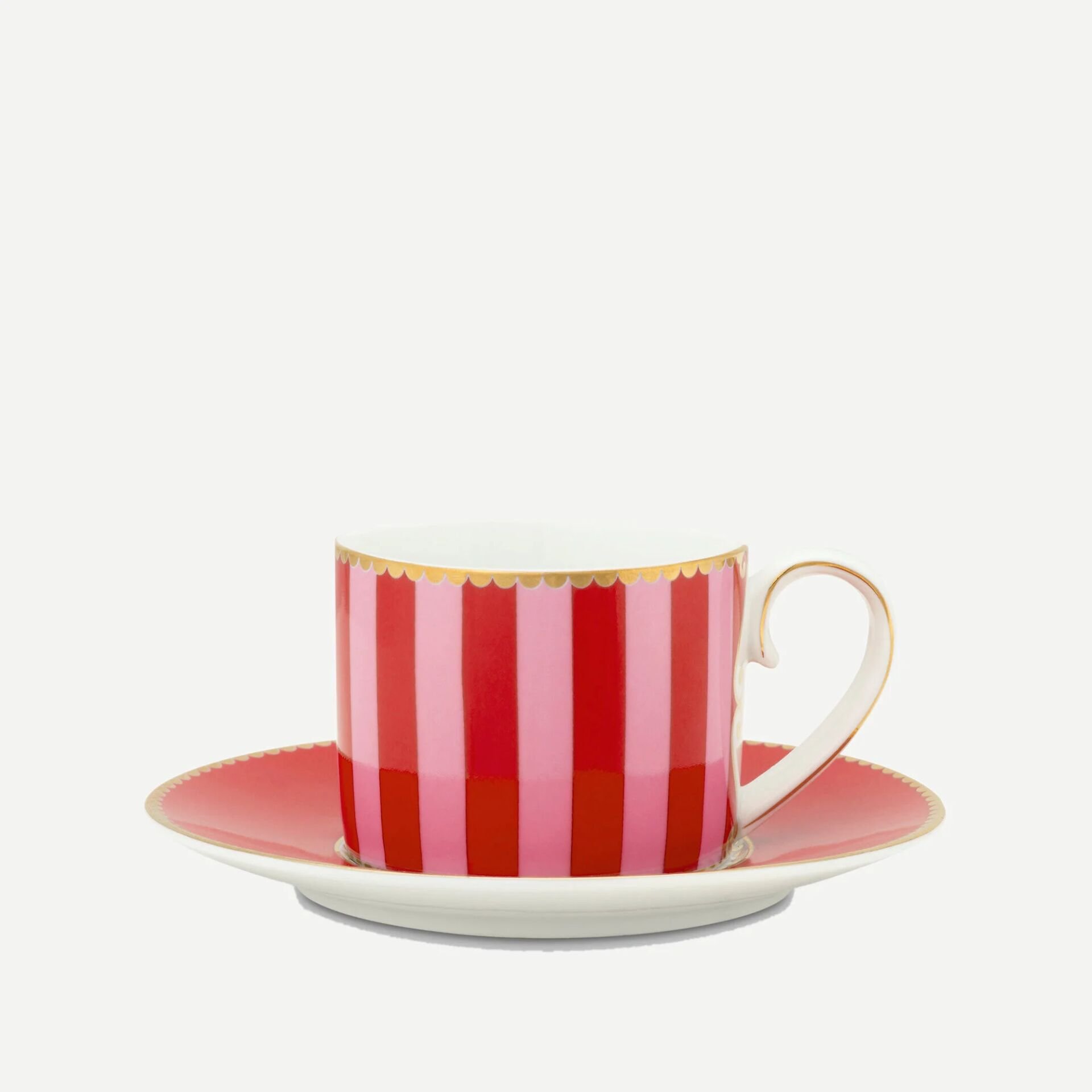 Love Birds Kahve Fincanı 125ml - Kırmızı/PembeÇizgili