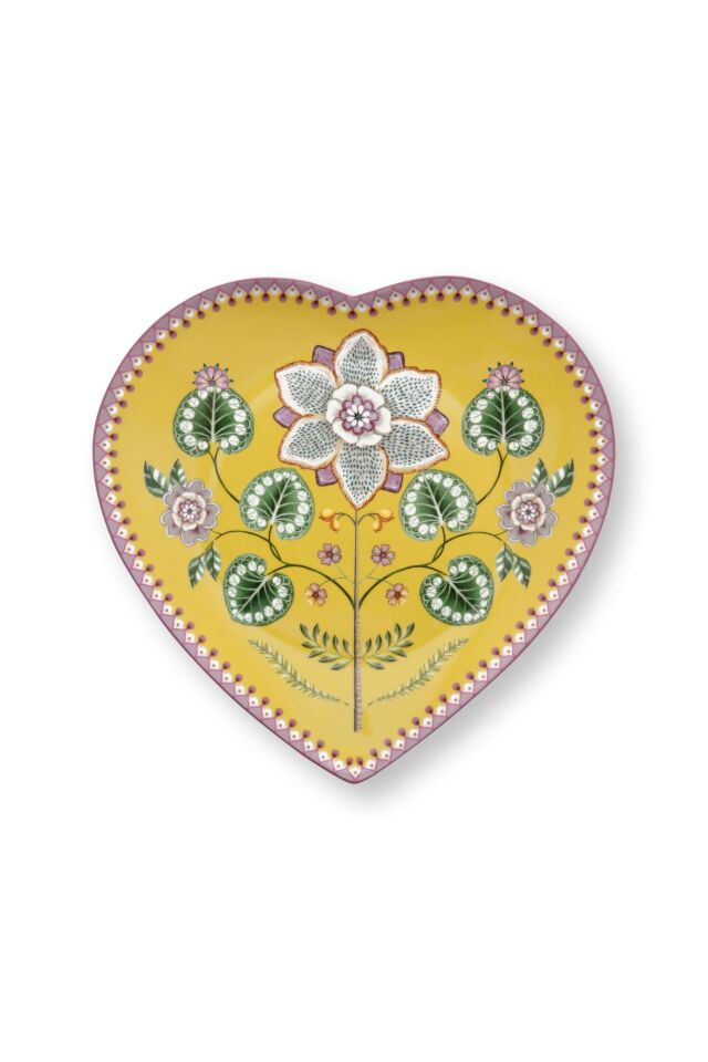 Lily & Lotus İkili Kalpli Tabak Seti Sarı - 21,5cm