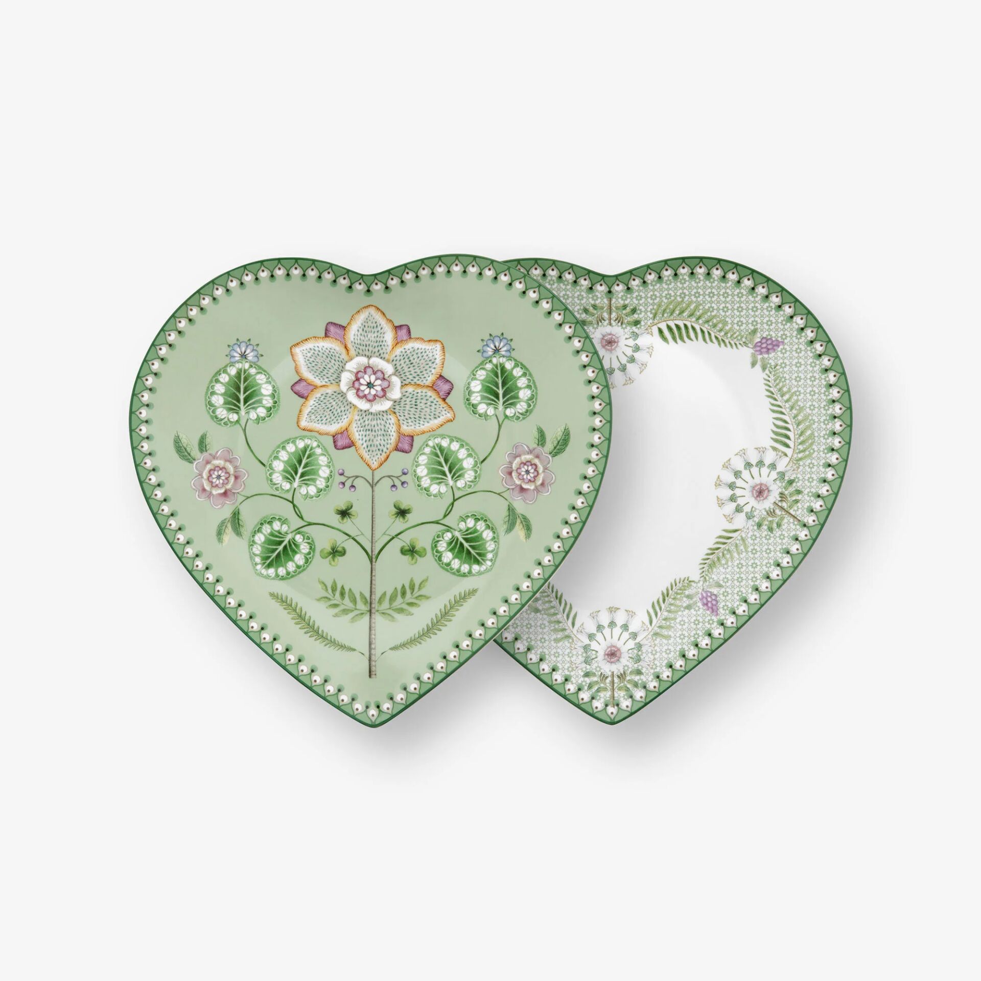 Lily & Lotus İkili Kalpli Tabak Seti Yeşil - 21,5cm