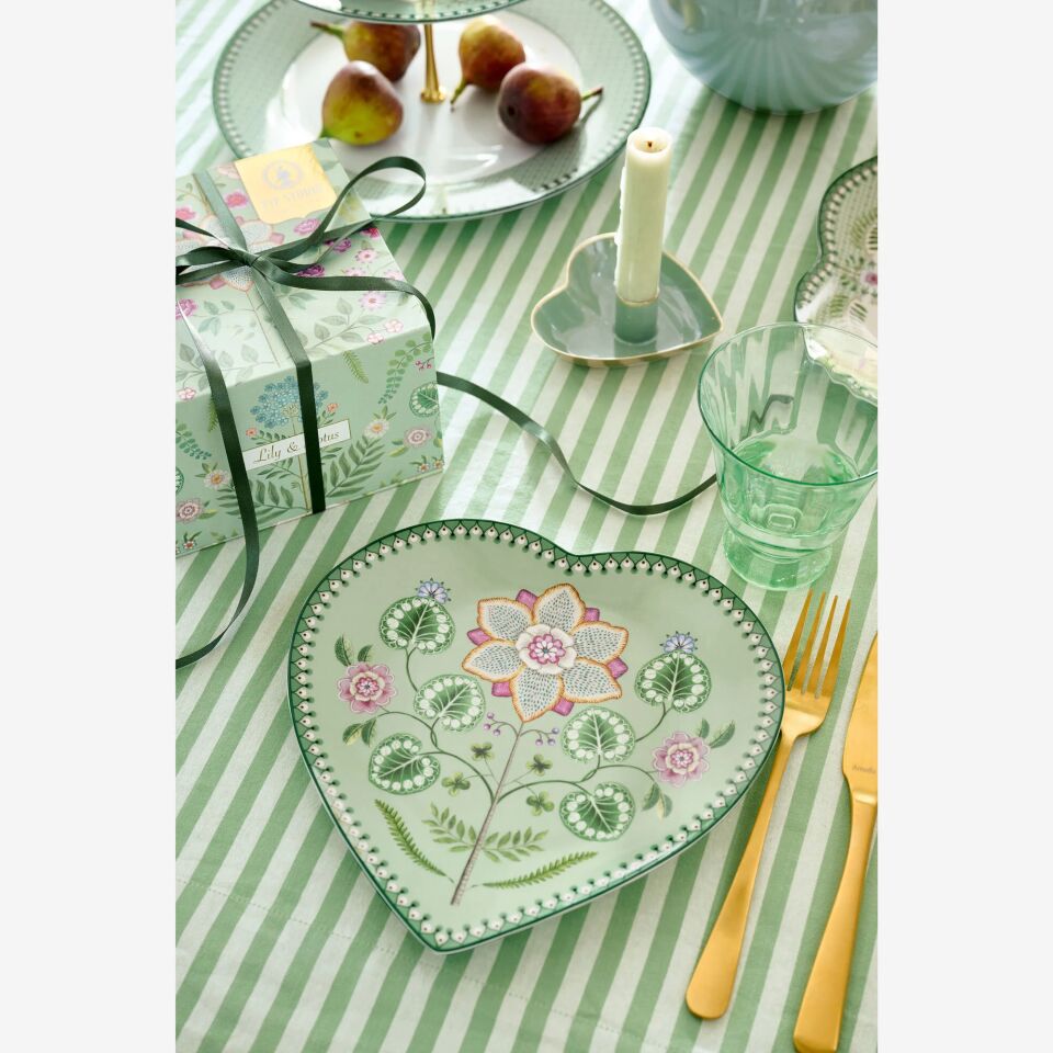 Lily & Lotus İkili Kalpli Tabak Seti Yeşil - 21,5cm
