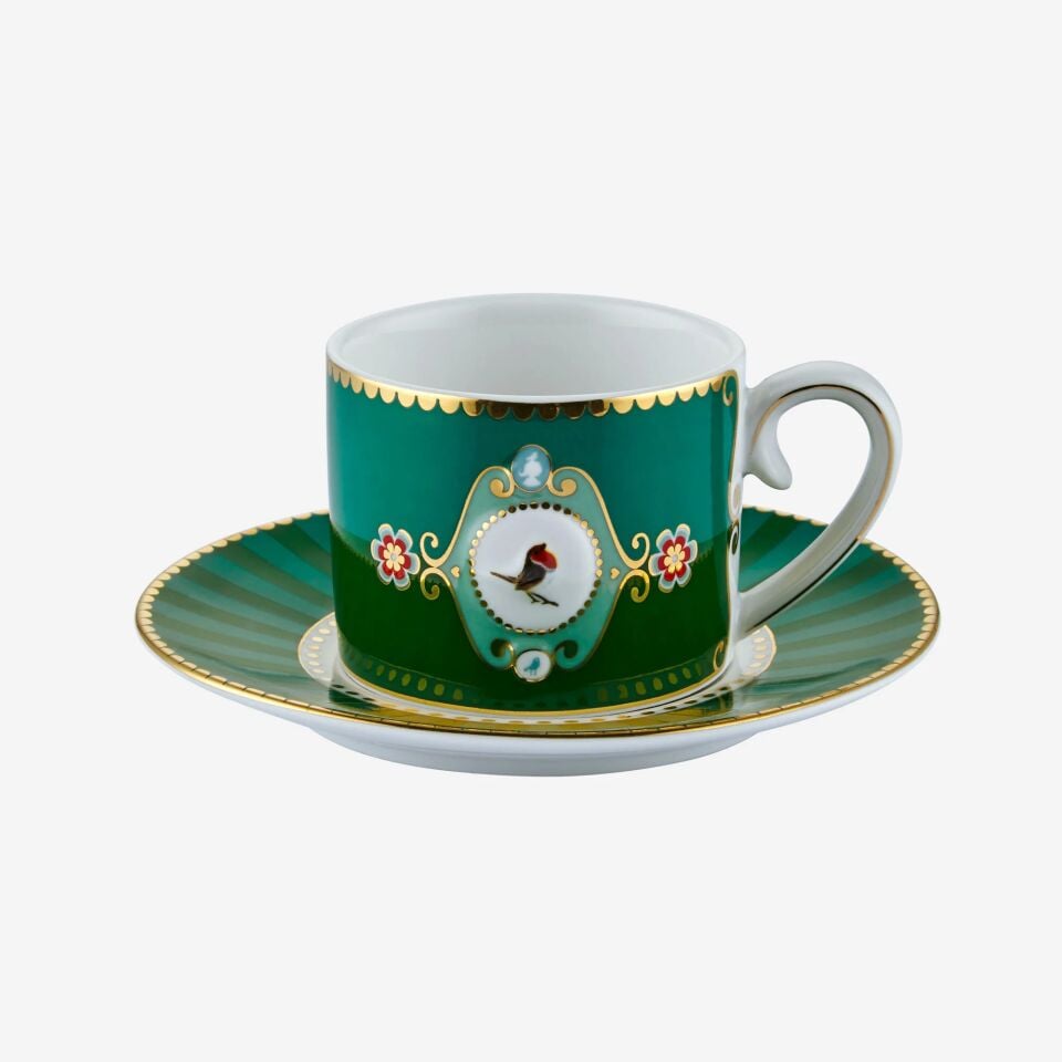 Love Birds Kahve Fincanı 125ml - YeşilRenkli