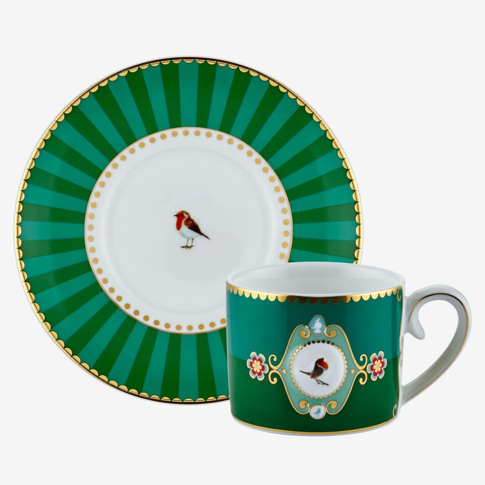 Love Birds Kahve Fincanı 125ml - YeşilRenkli