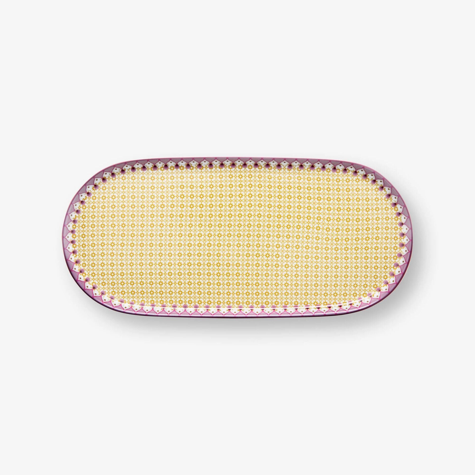 Lily & Lotus Oval Servis Tabağı Sarı - 25cm