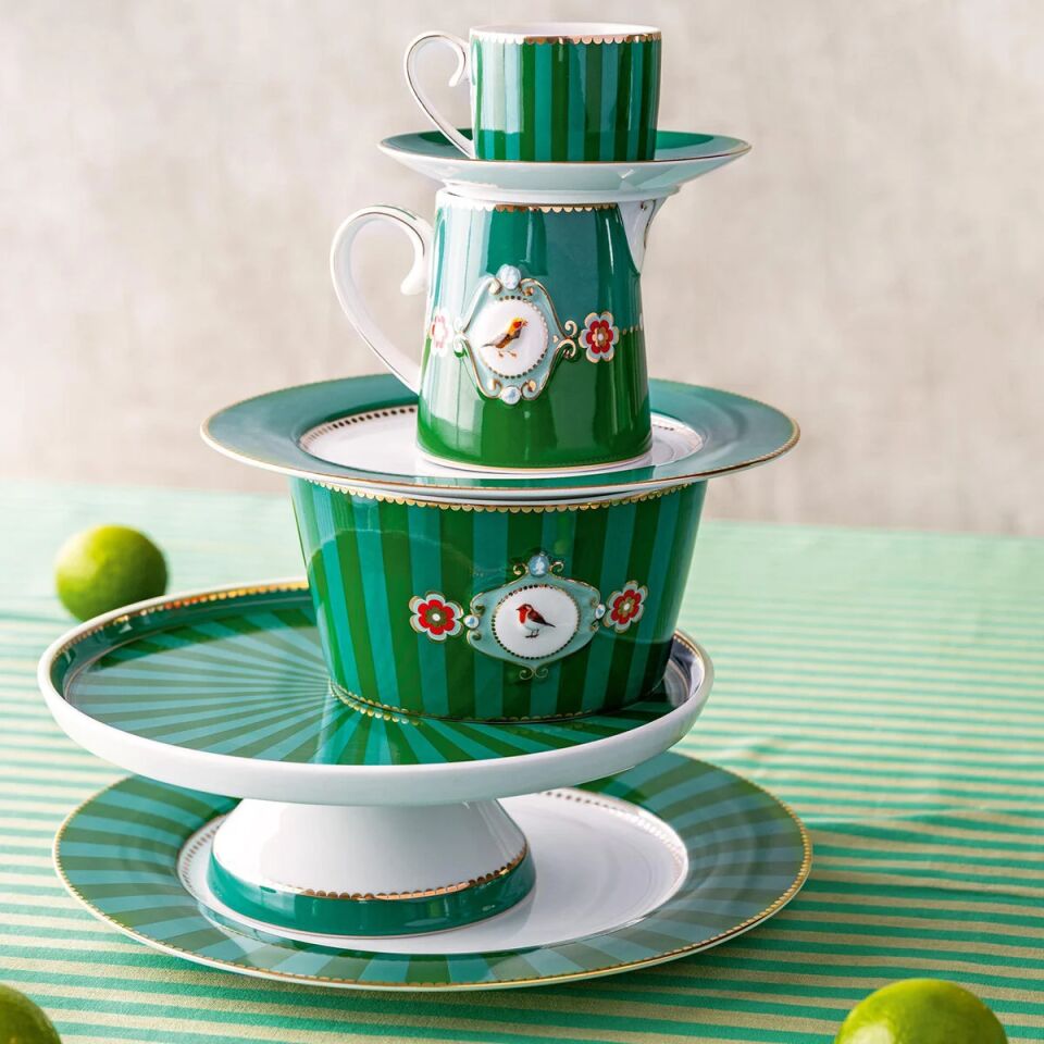 Love Birds Kase 15cm - YeşilÇizgili