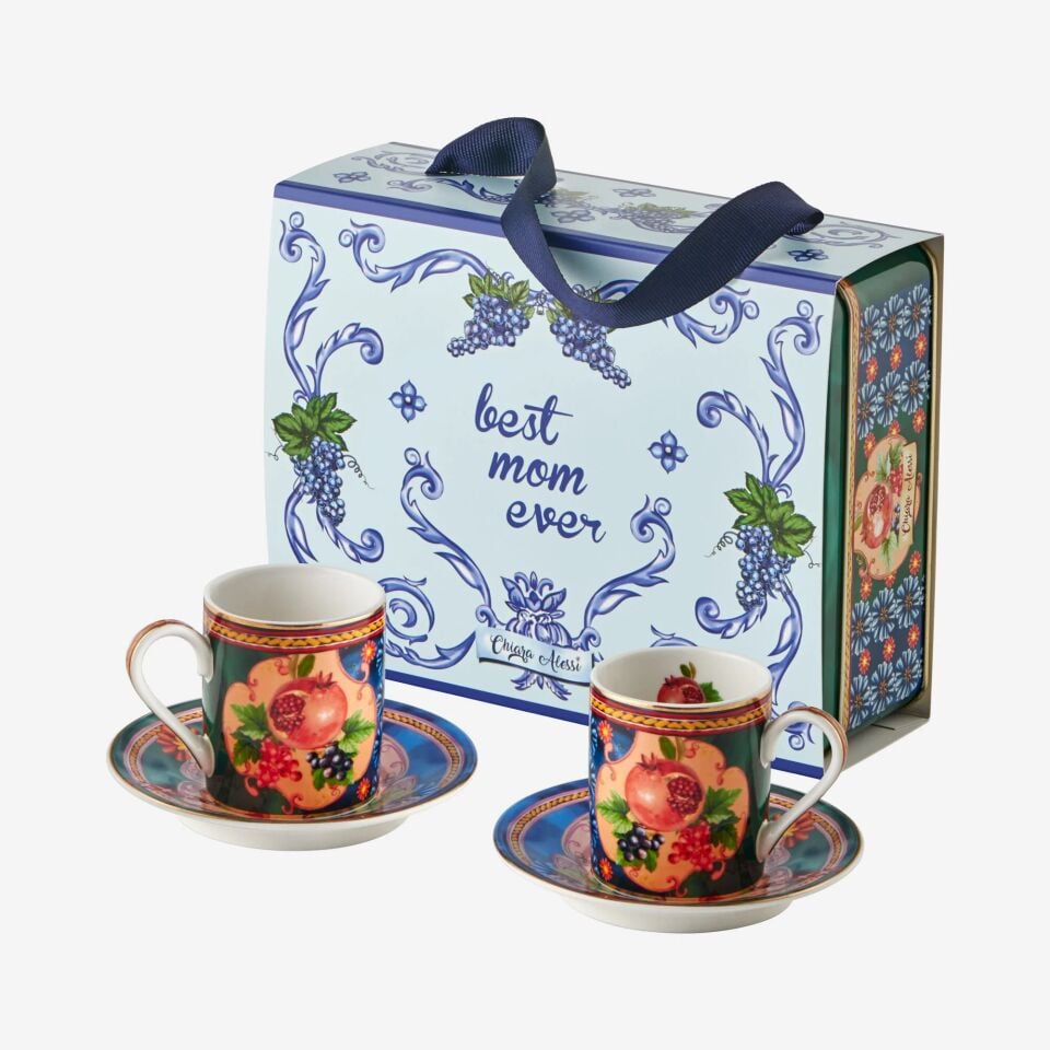 ANNELER GÜNÜ KILIFLI 2'Lİ TÜRK KAHVESİ FİNCANI SETİ 120ml - La Vita E'Bella