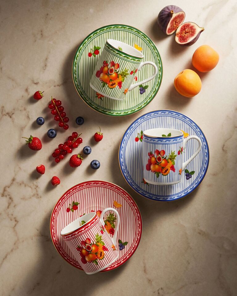 Chiara Alessi Cesto di Frutta 2'li Türk Kahvesi Fincanı Seti 120ml - Mavi