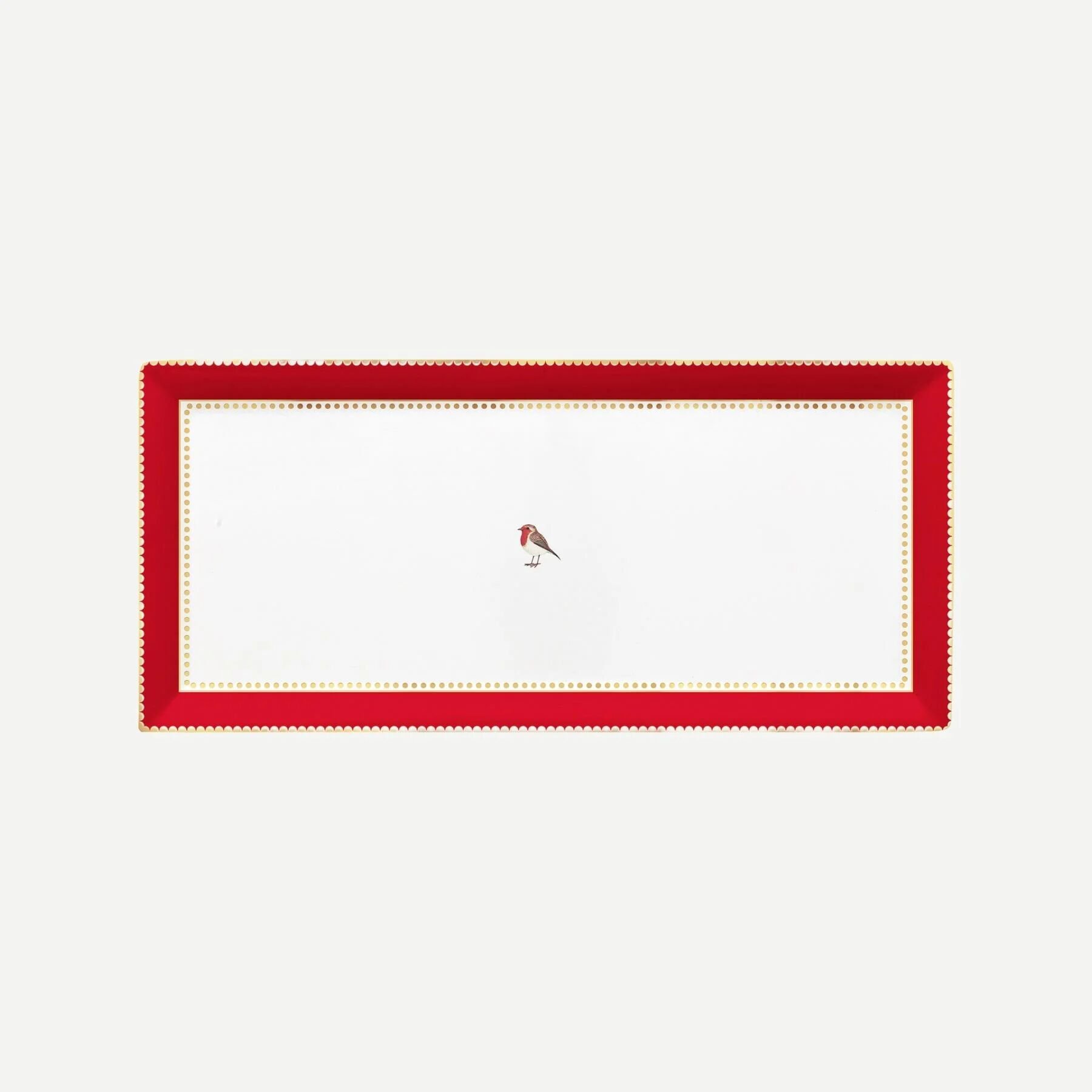 Love Birds Servis Tabağı 33,3x15,5 - Kırmızı/Pembe