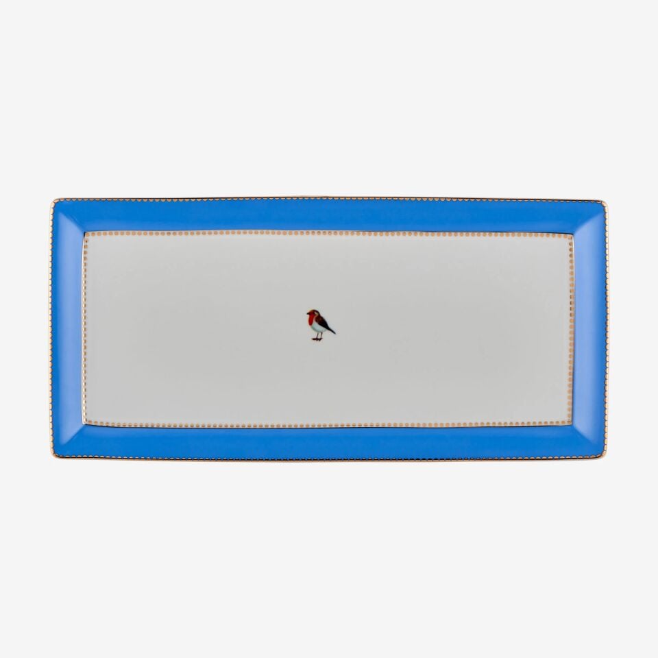 Love Birds Servis Tabağı 33,3x15,5 - Mavi