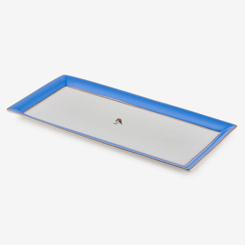 Love Birds Servis Tabağı 33,3x15,5 - Mavi