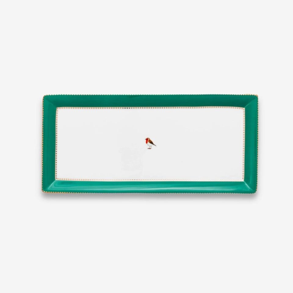 Love Birds Servis Tabağı 33,3x15,5 - Yeşil