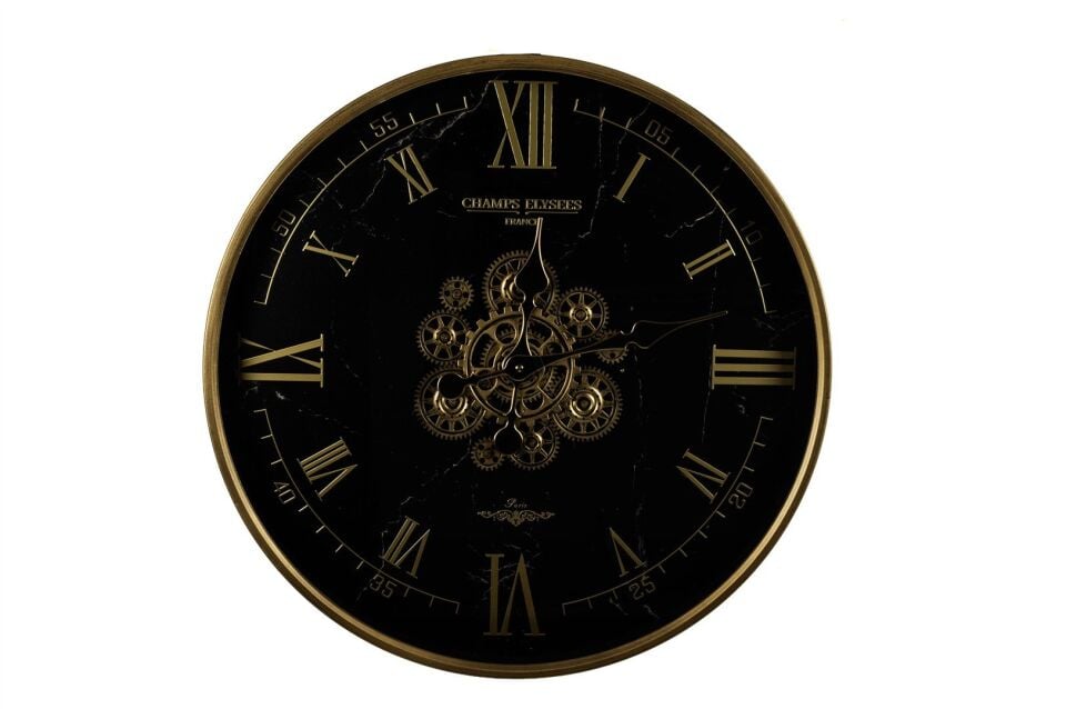 Bronz Siyah Yuvarlak Duvar Saati 60x8cm - Bronz