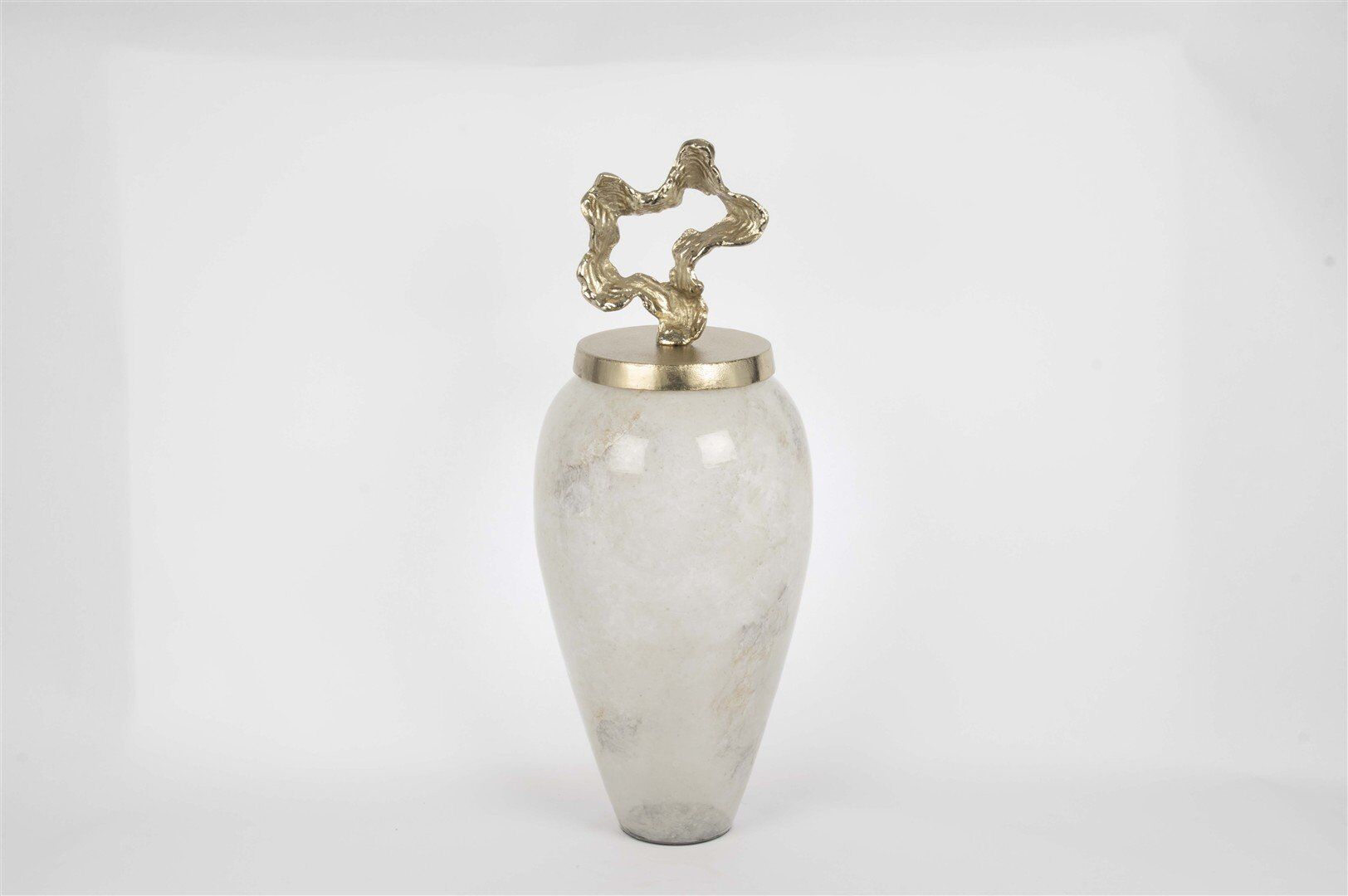 Beyaz Lekeli Gold Kapaklı Küp 62x25cm - Beyaz