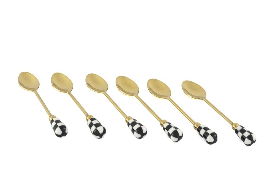 Gold 6lı Siyah Beyaz Kaşık Seti