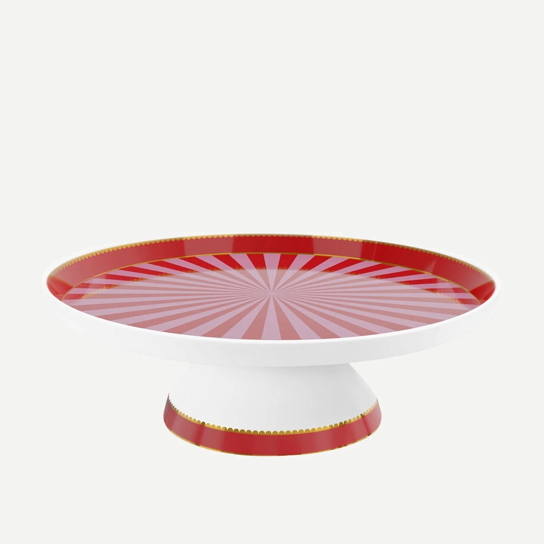 Love Birds Porselen Mini Kek Standı 24cm - Kırmızı/Pembe